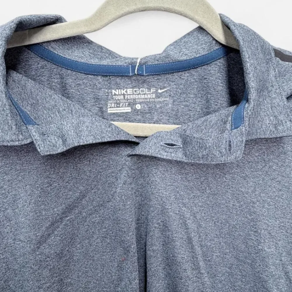 Nike Golf Tour Performance Mens Large Heather Slate Blue Dri-Fit Polo NWT